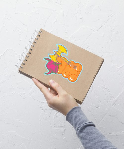 Adventure Bear Sticker with Contrasting Border