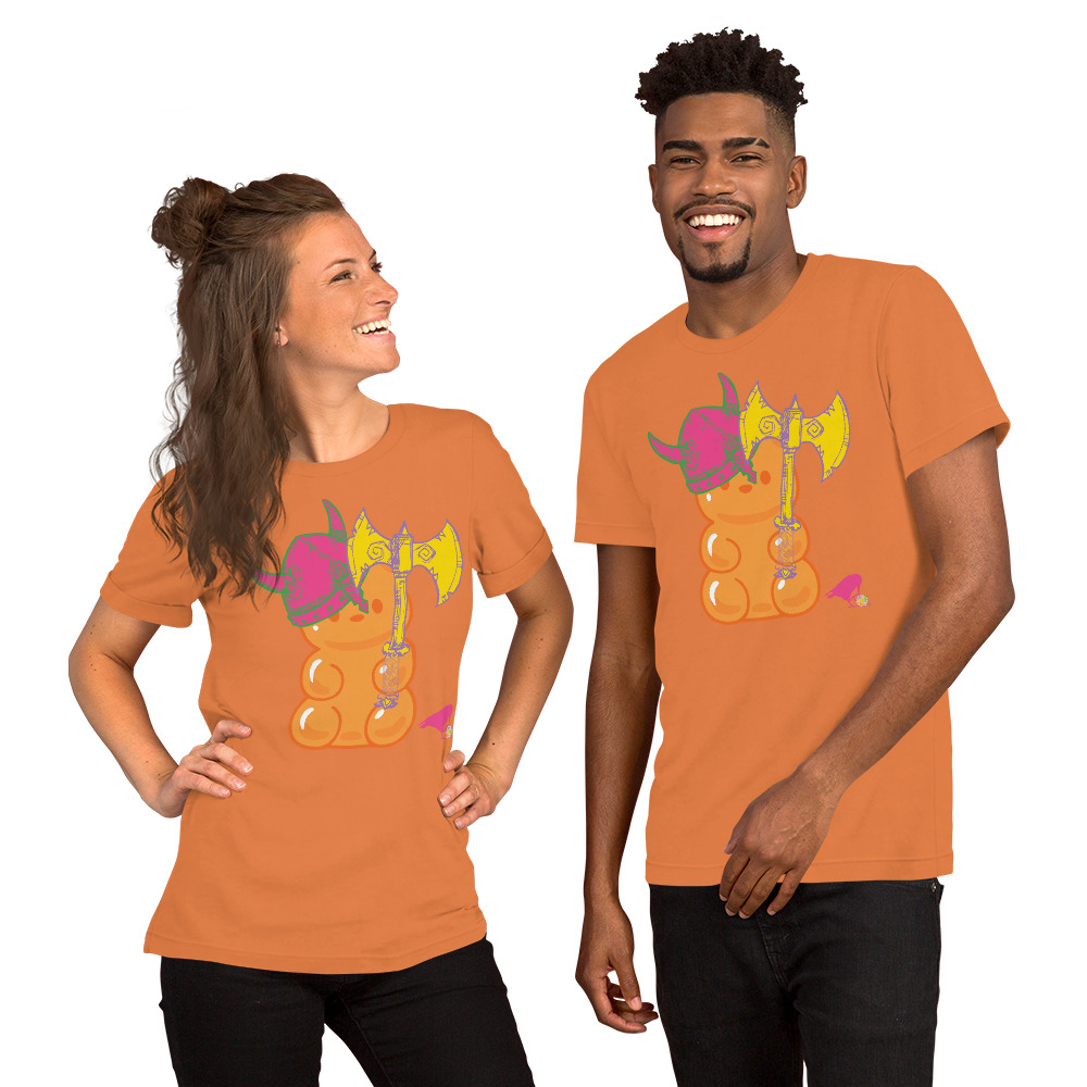 Orange Adventure Bear Unisex Tee - Image 9