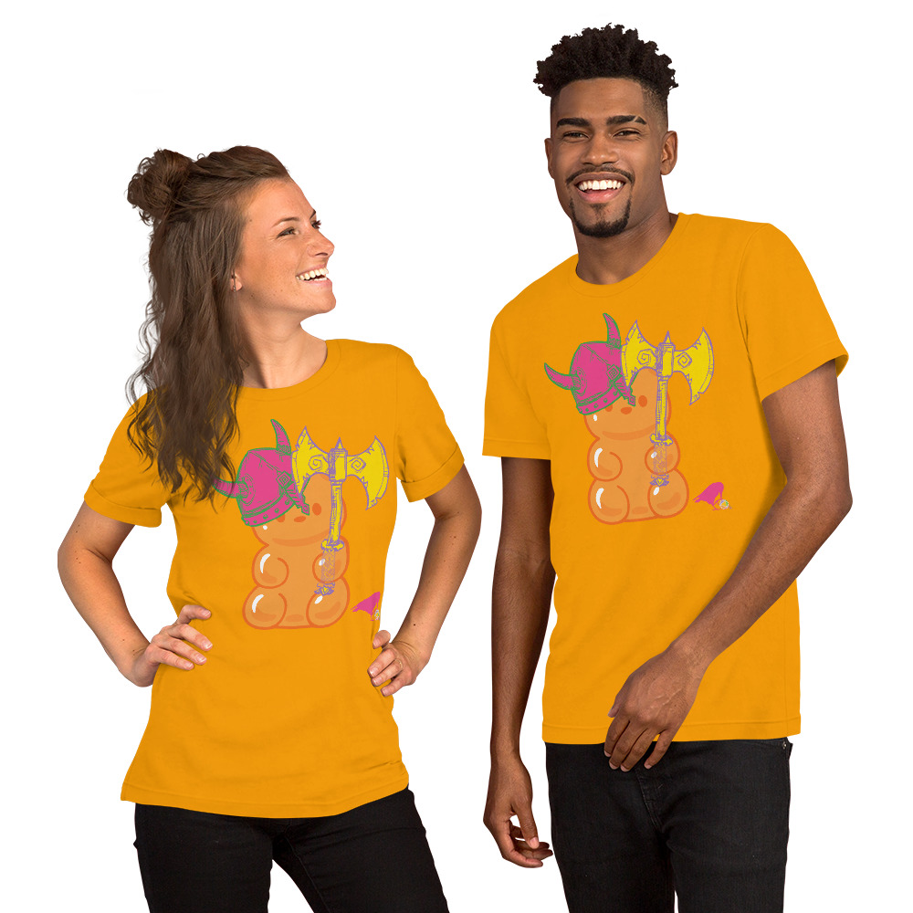 Orange Adventure Bear Unisex Tee - Image 10
