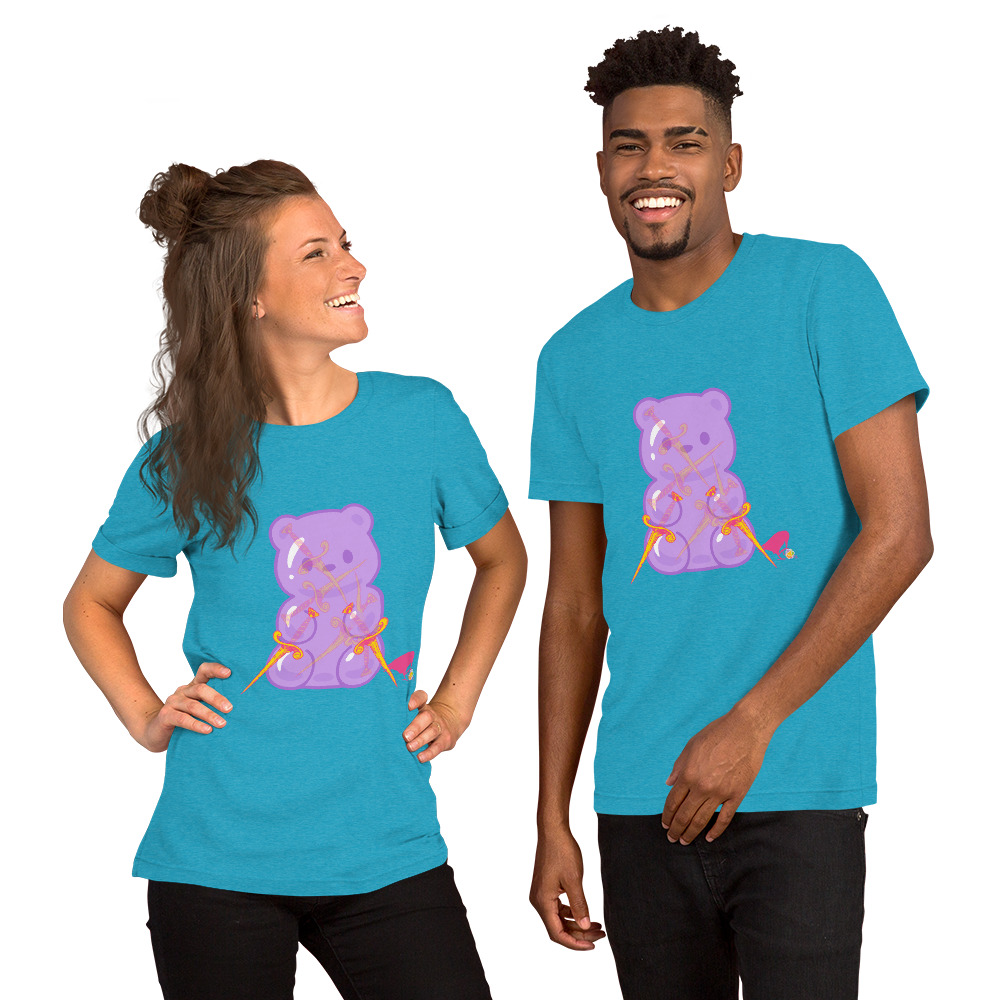 Purple Adventure Bear Unisex Tee - Image 7