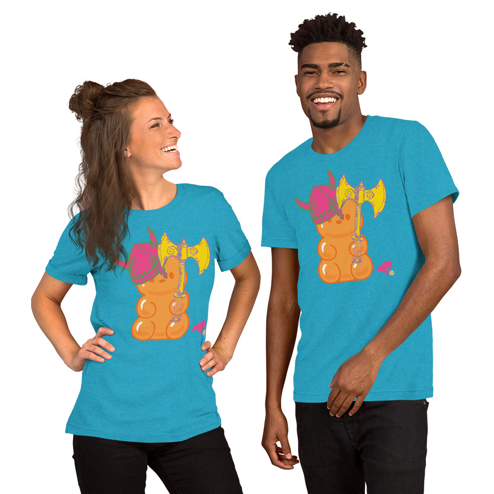 Orange Adventure Bear Unisex Tee - Image 7