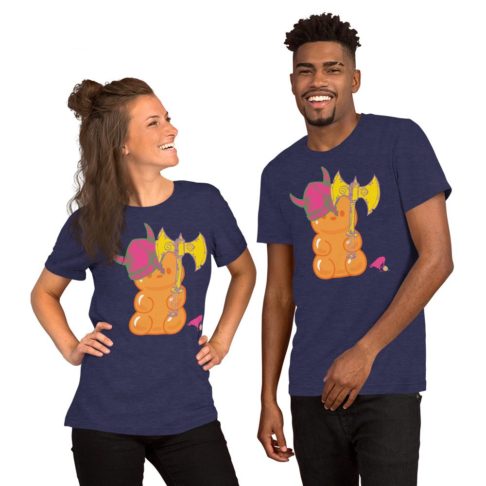 Orange Adventure Bear Unisex Tee - Image 3