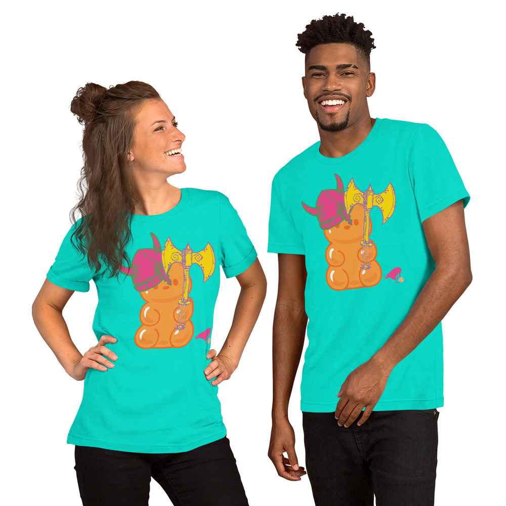 Orange Adventure Bear Unisex Tee - Image 11