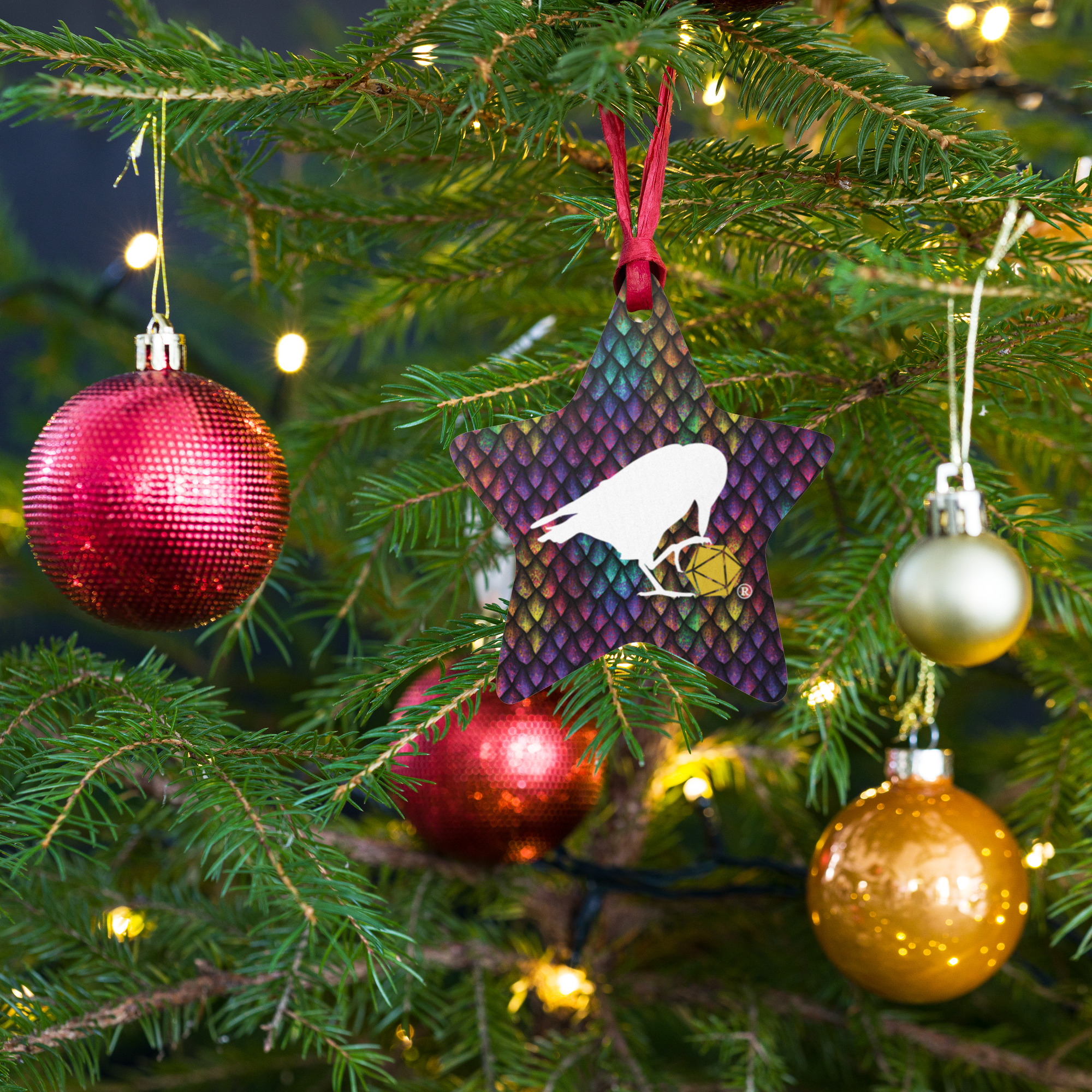 Rainbow Dragonscale Logo Wooden Ornaments