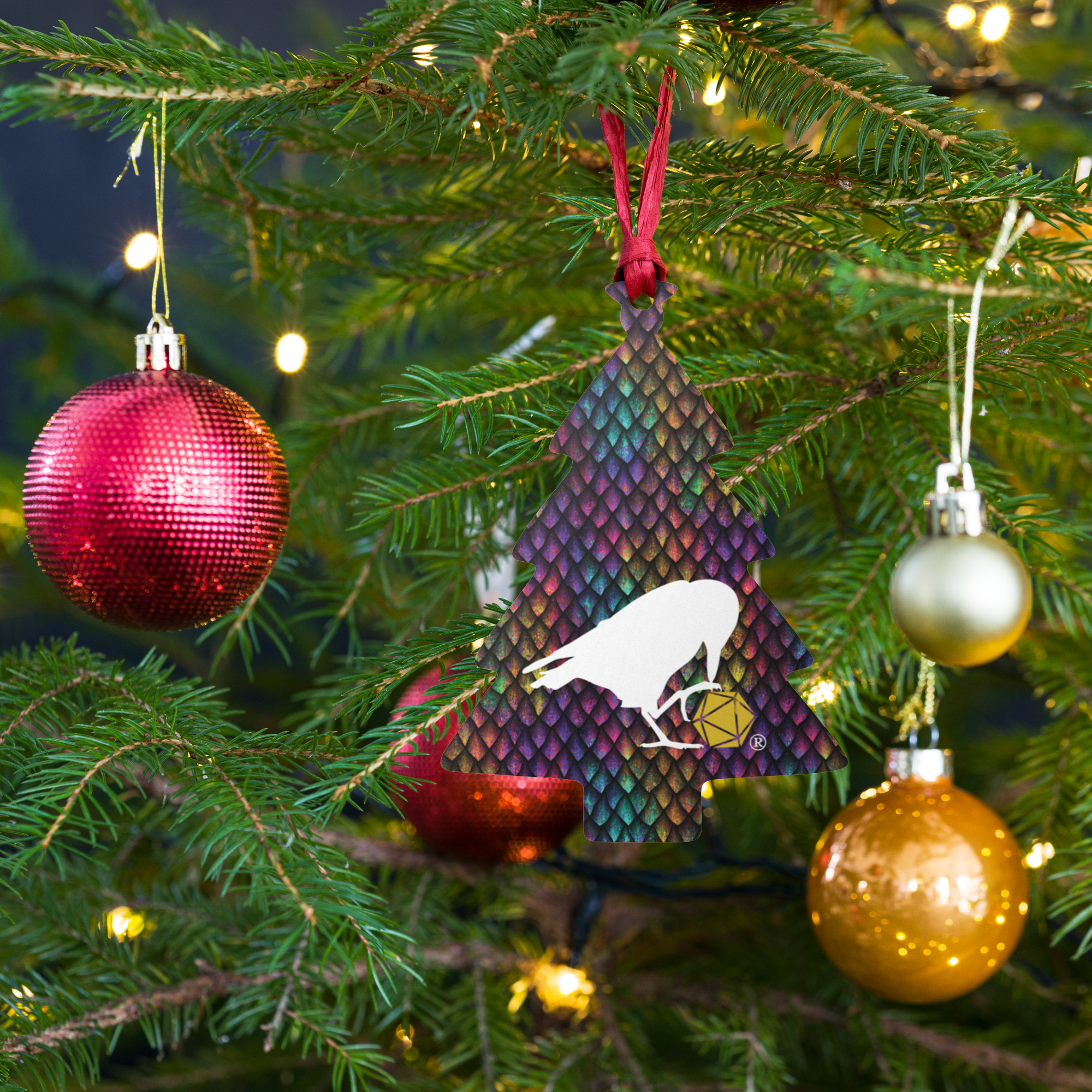 Rainbow Dragonscale Logo Wooden Ornaments - Image 3
