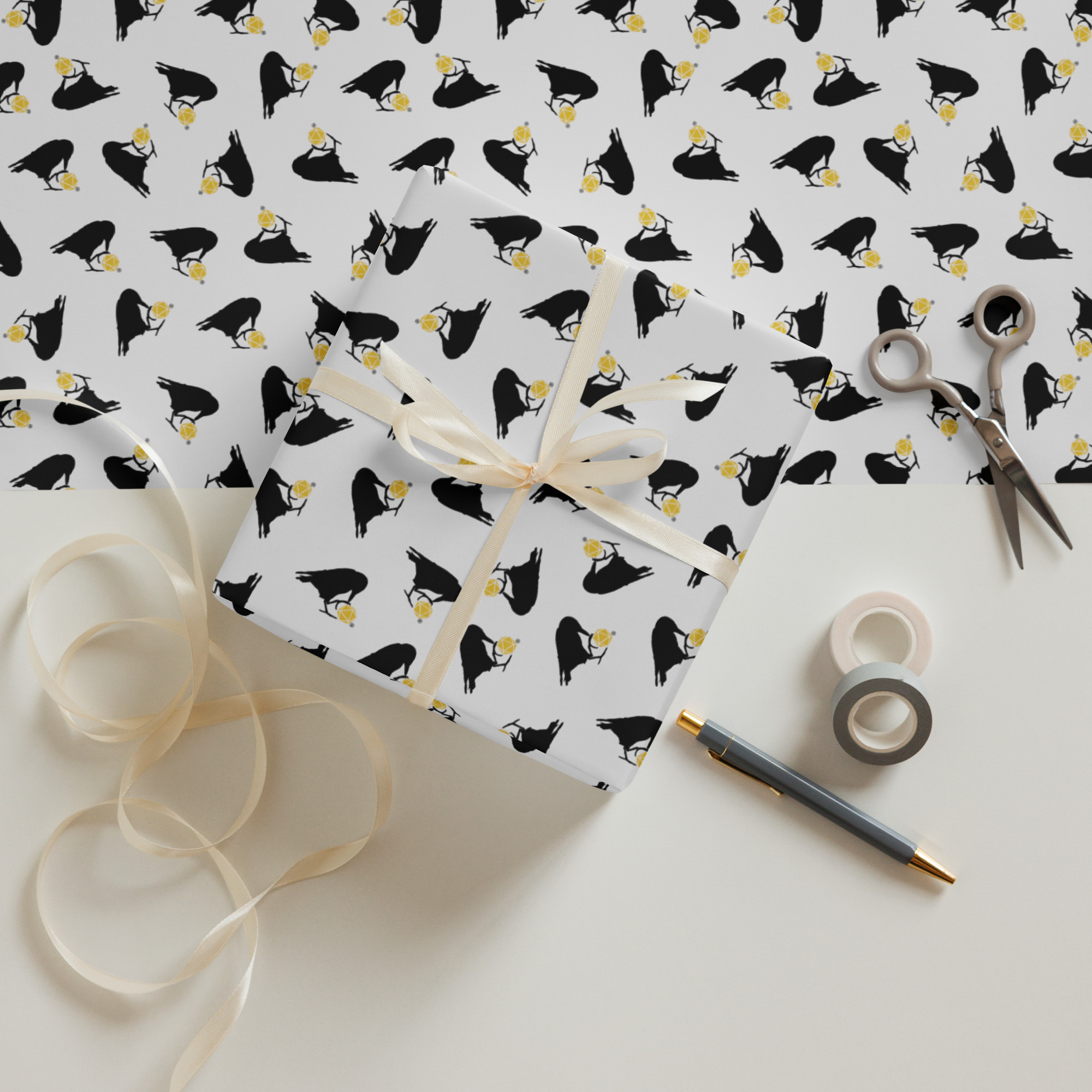 Black Raven Gift Wrap Sheets - Image 2